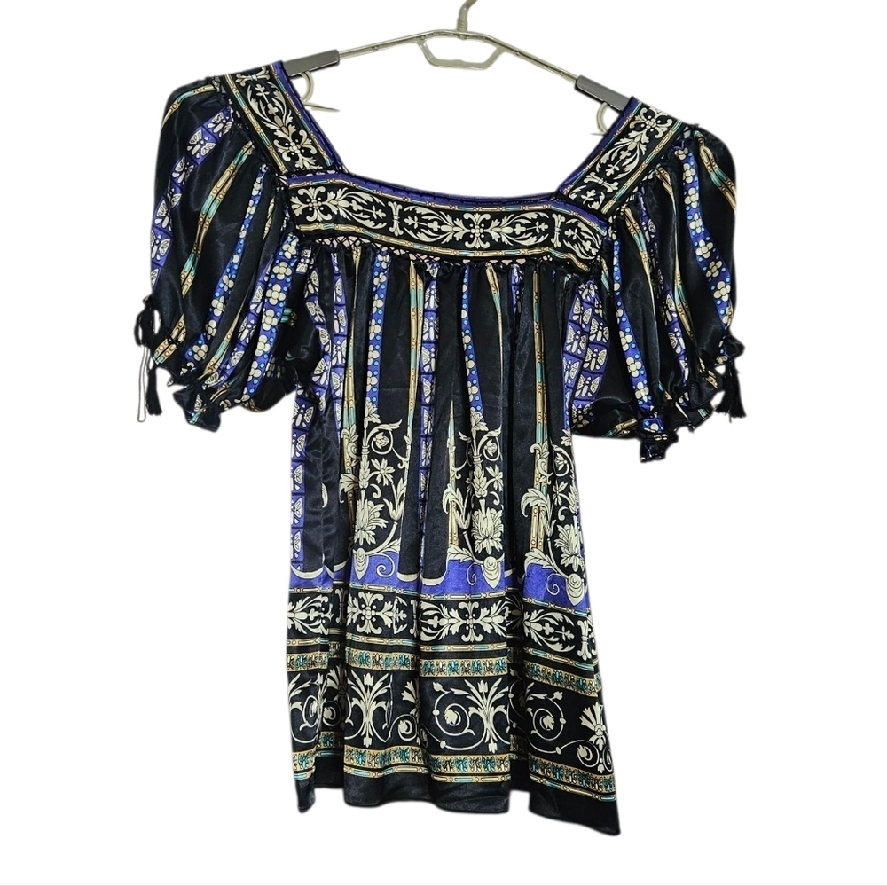 🎉HP🎉 Lane Bryant Bohemian Black/Gold/Purple Patterned Tunic Blouse 14/16 NWT
